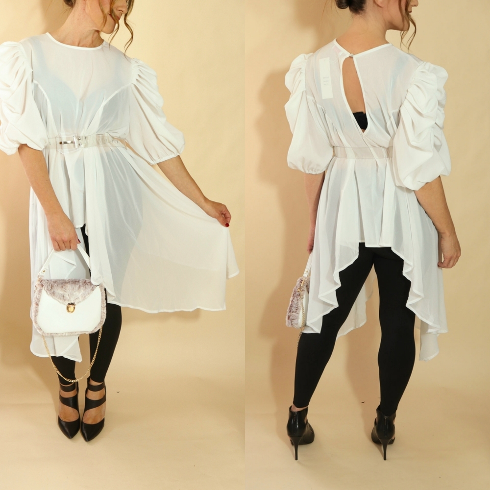 Elegant White Dress with Ruffle Details